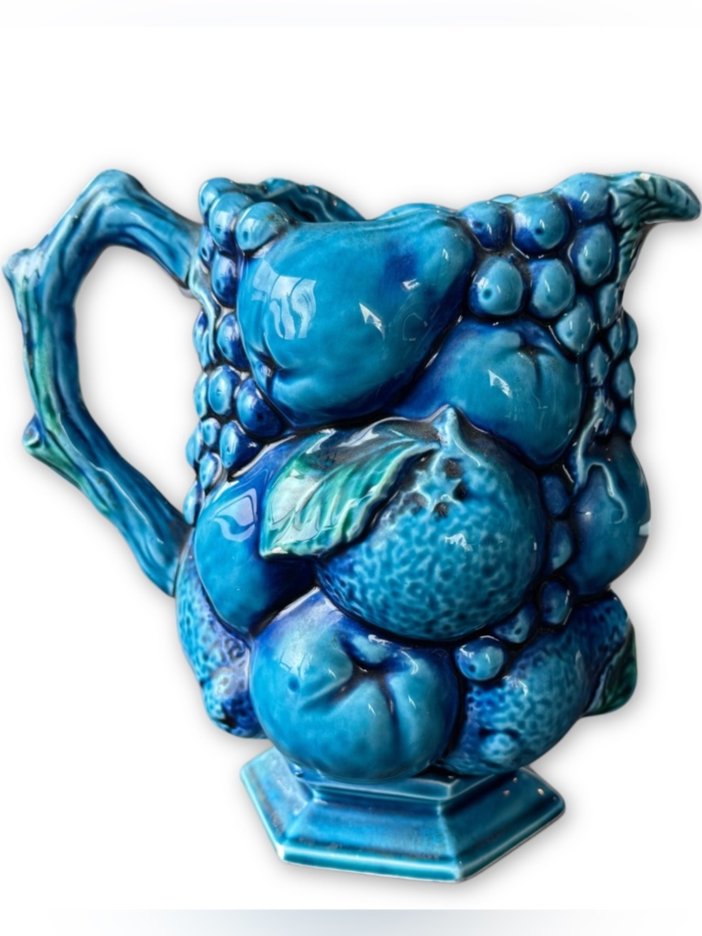 Vintage 1960’s INARCO JapanBlue Mood Indigo Ceramic Fruit Pitcher MCM 6 1/4”